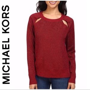 Michael Kors burgundy Sweater Keyhole Long Sleeve